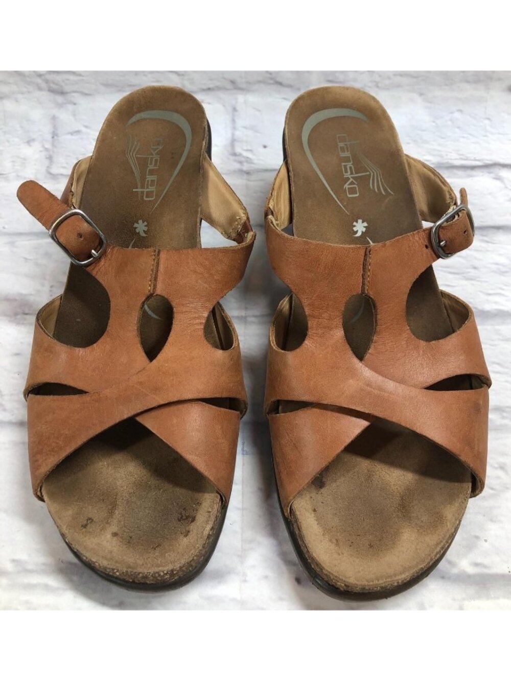 Dansko Cai Womens 40/ 9.5 - 10 Brown Leather Slides Sandals Heels